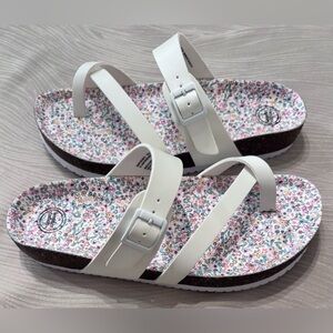 Floral Footbed White Sandals